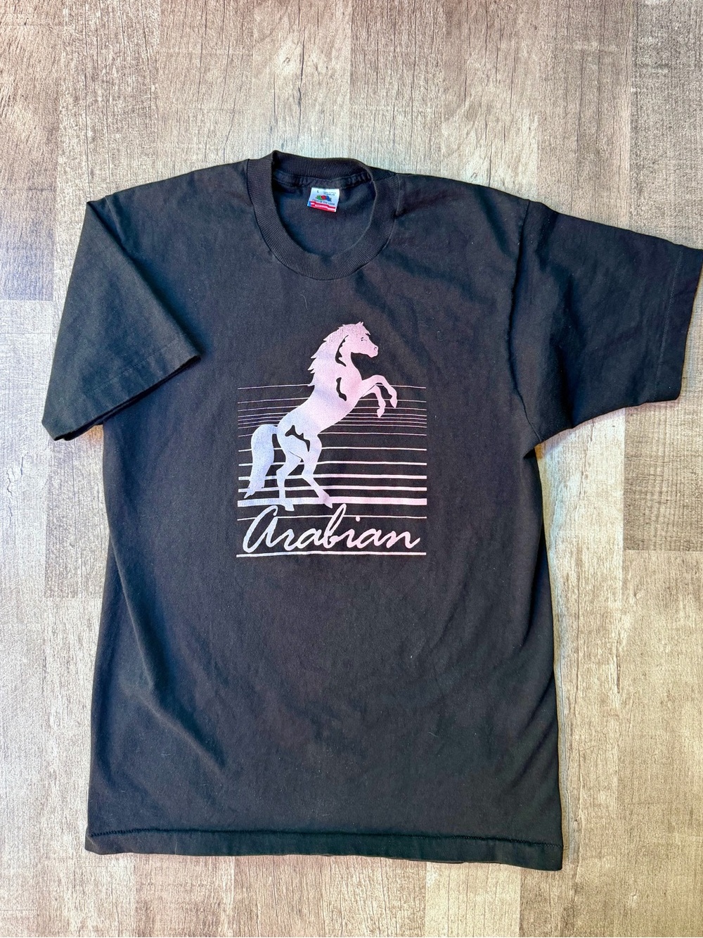 Vintage 90s Arabian Horse Graphic T-Shirt Black Fruit of the Loom Single Stitch